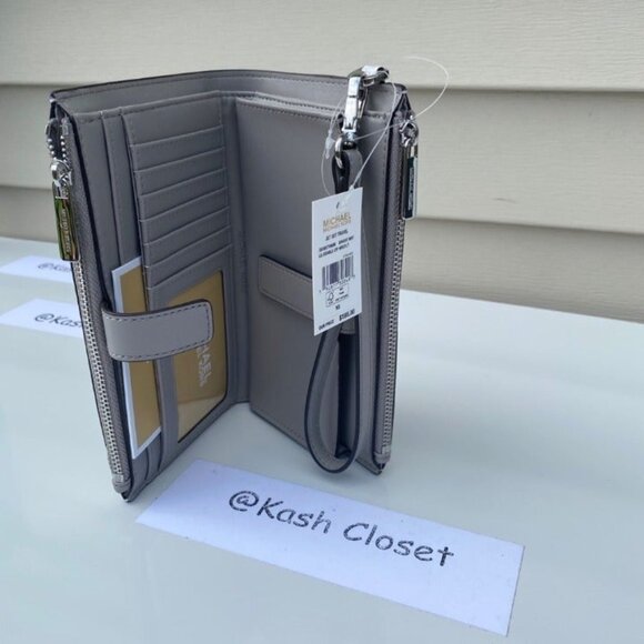 Michael Kors wristlet double zip wallet purse MK signature Bright White - Picture 4 of 7